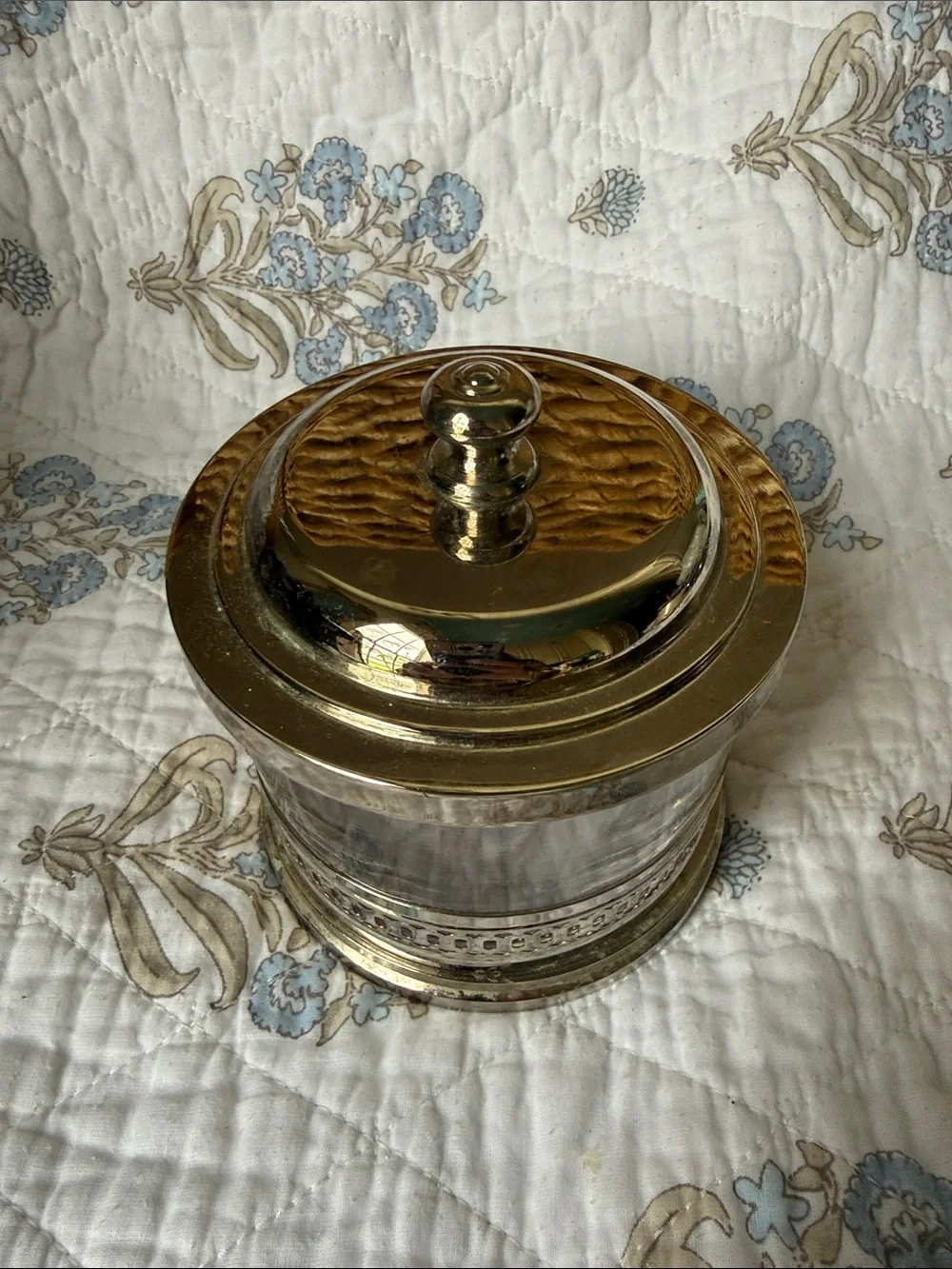 Pottery Barn Silver-Tone Decorative Lidded Canister
